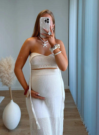 IBIZA - Ensemble de grossesse en maille beige