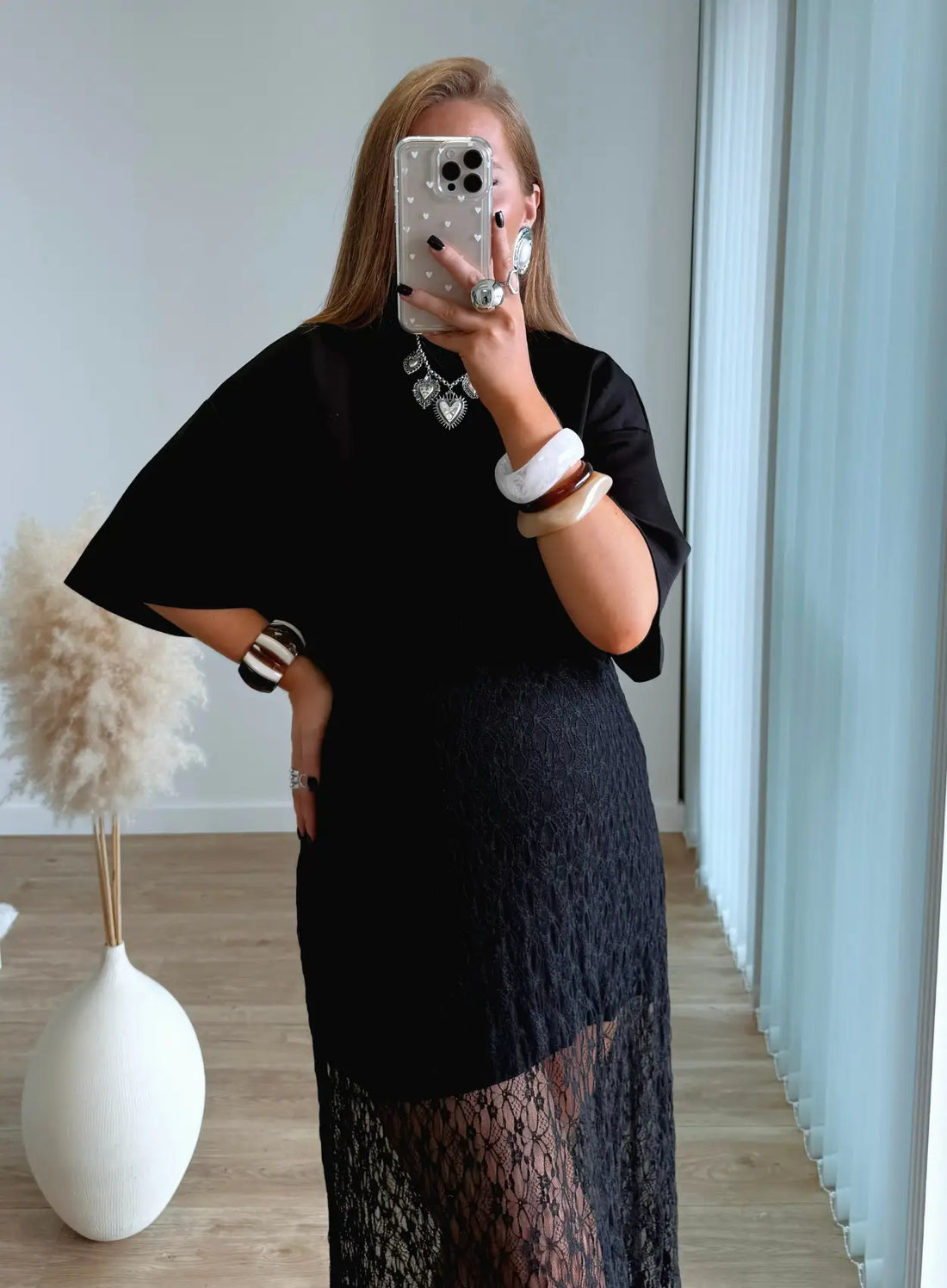 ANNA - Tee-shirt de grossesse premium oversize noir