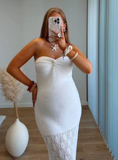 BALI - Robe bustier longue de grossesse en maille et dentelle