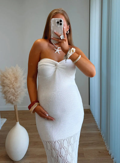 BALI - Robe bustier longue de grossesse en maille et dentelle
