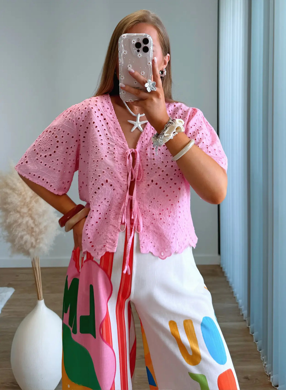 HAWAÏ - Blouse courte de grossesse à nouer rose