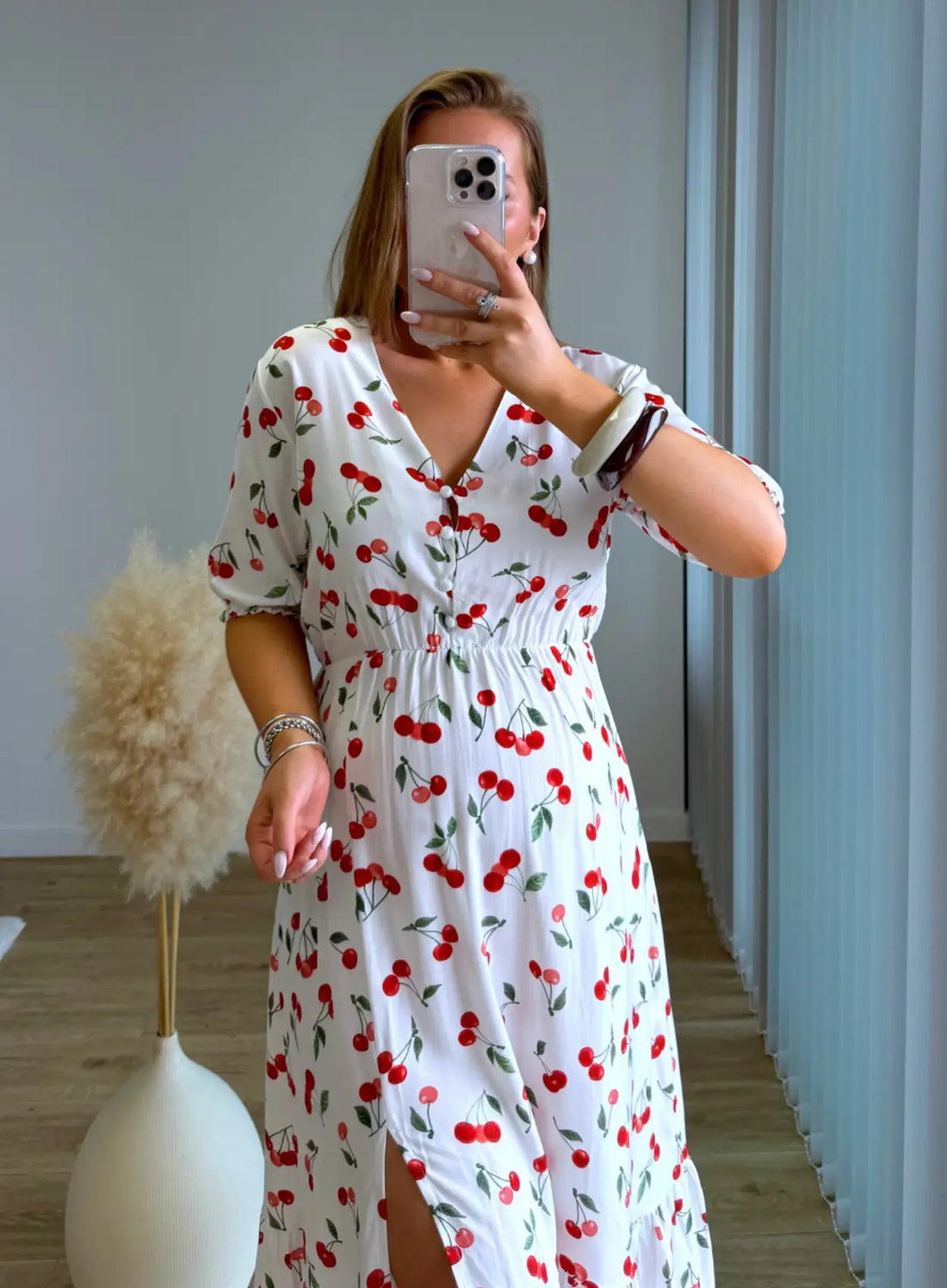 CHERRY - Robe longue de grossesse et allaitement w/ cerises