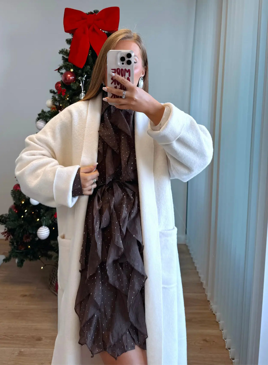 CRYSTAL - Manteau de grossesse blanc crème en maille