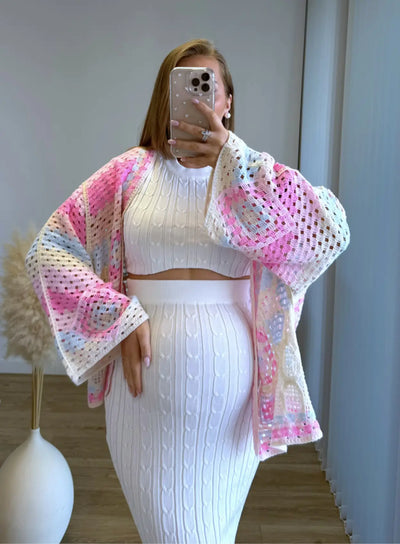 ELÉA IMPARFAITE - Ensemble de grossesse en maille blanc