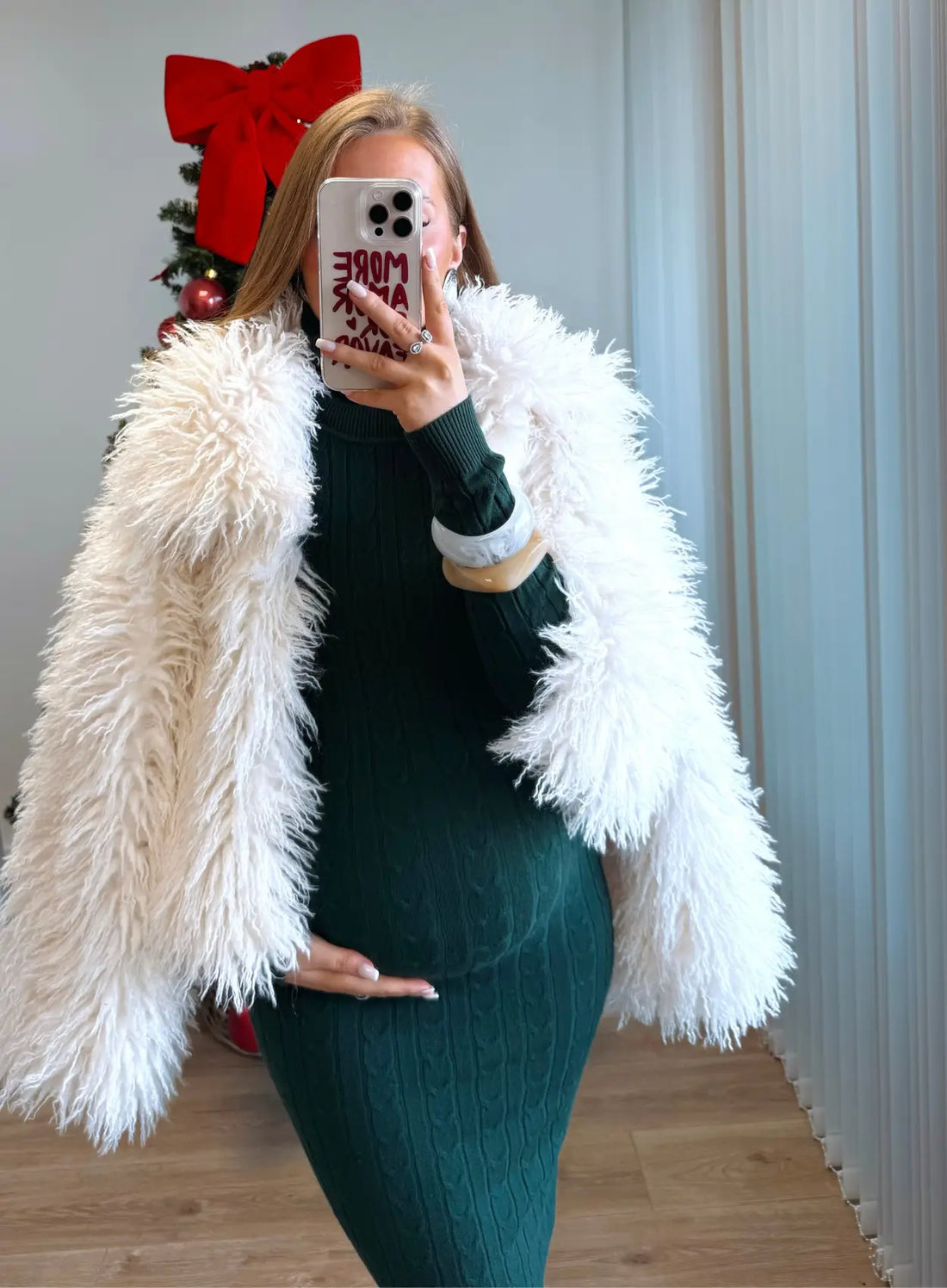 SNOW - Manteau de grossesse en fausse fourrure blanc