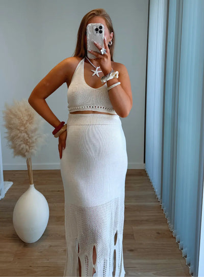 IBIZA - Ensemble de grossesse en maille beige