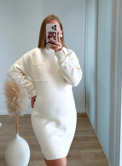 LILOU - Robe pull de grossesse douceur extrème crème
