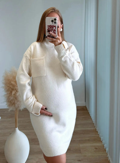 LILOU - Robe pull de grossesse douceur extrème crème