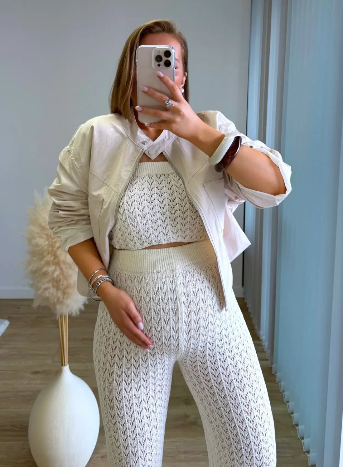 BROOKE - Veste bomber de grossesse beige en lin