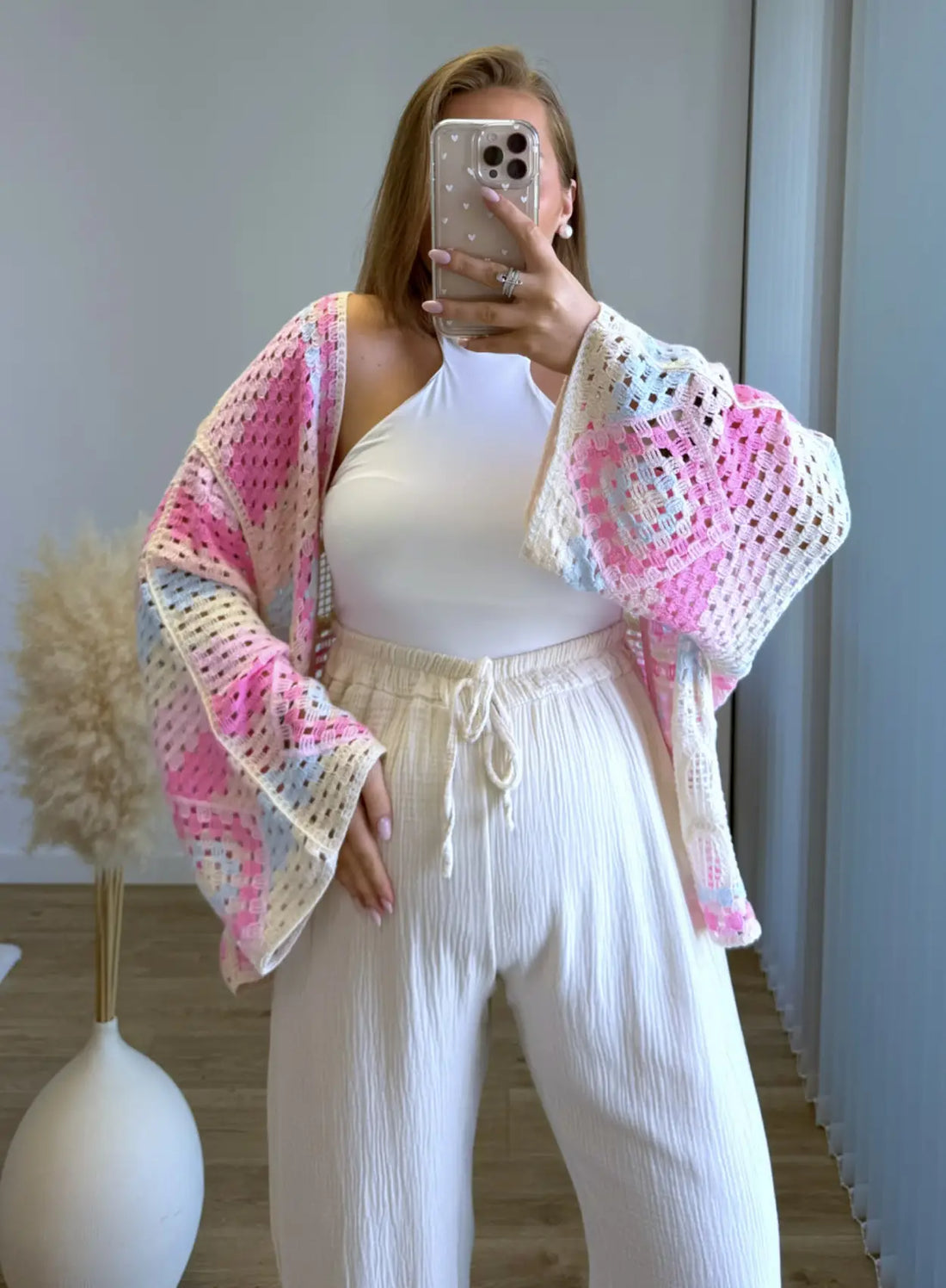 MALO - Pantalon de grossesse beige en gaze de coton
