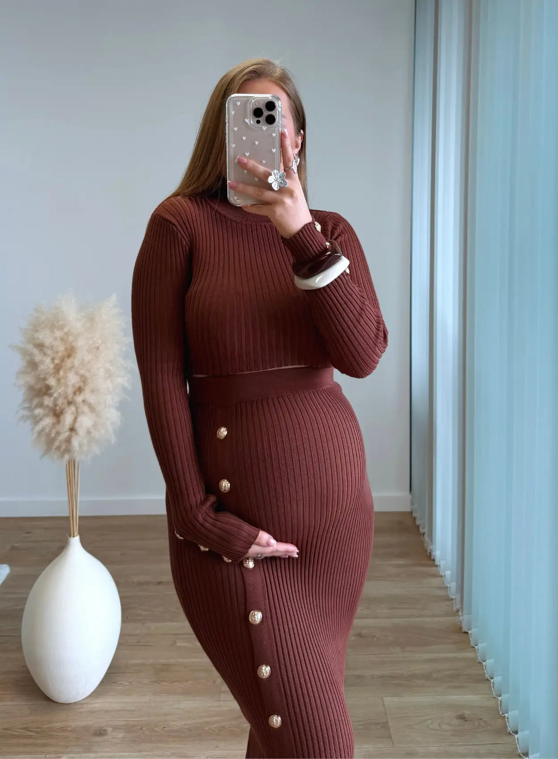 MOCHA - Ensemble de grossesse en maille chocolat