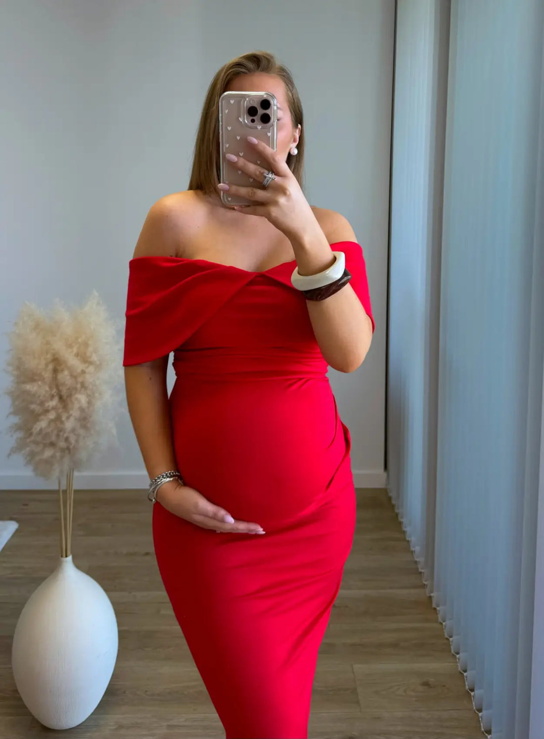 NAILA - Robe longue de grossesse cérémonie rouge