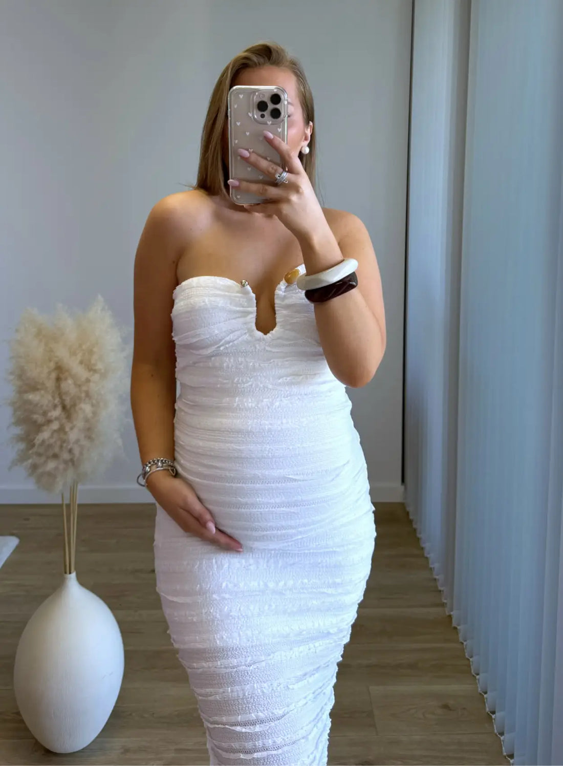 LIVIA - Robe bustier longue de grossesse en maille et dentelle