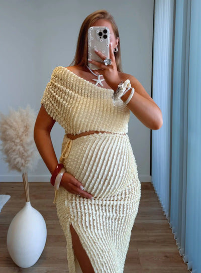 PORTOFINO - Ensemble de grossesse gauffré jaune beurre
