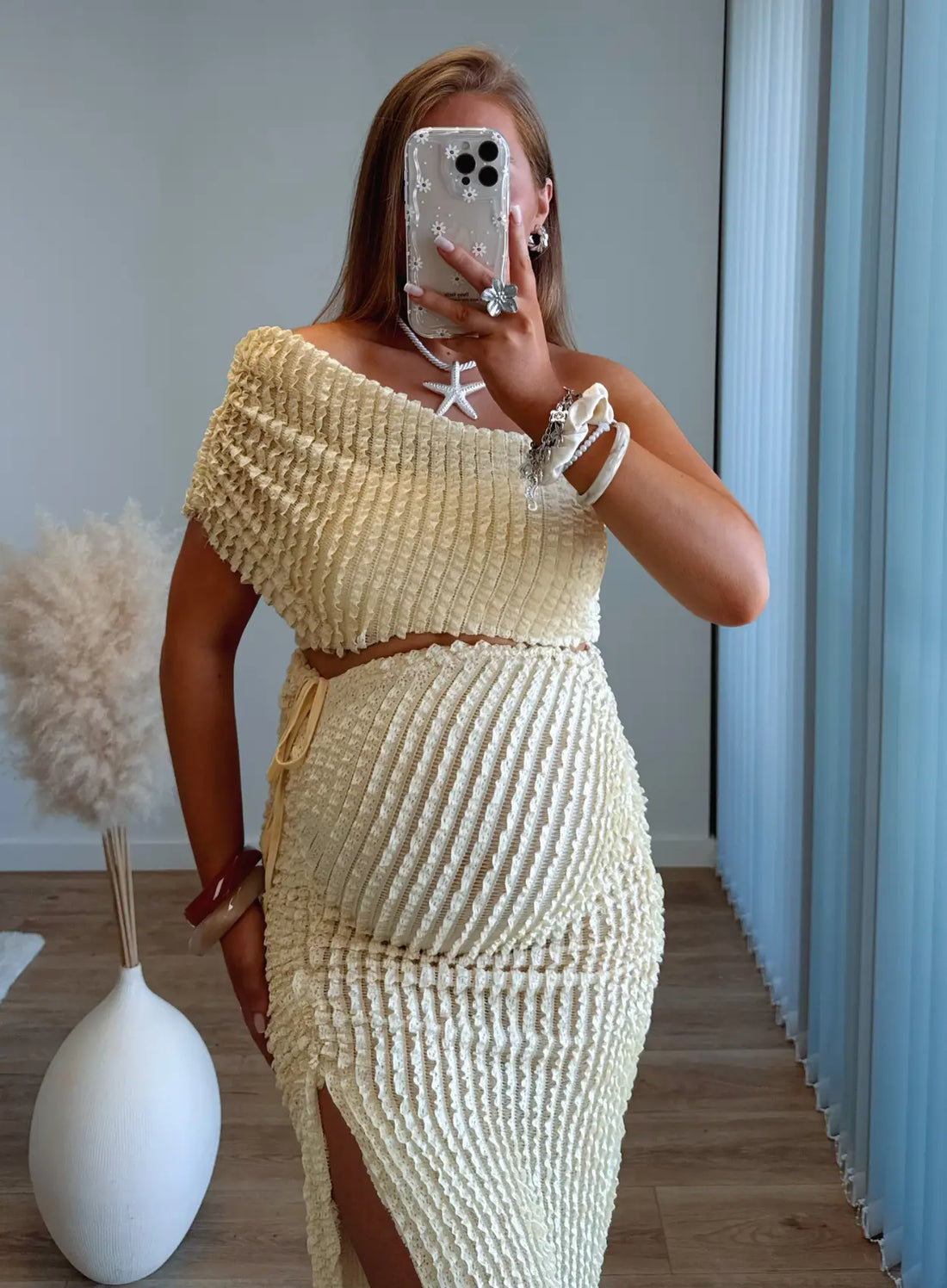 PORTOFINO - Ensemble de grossesse gauffré jaune beurre