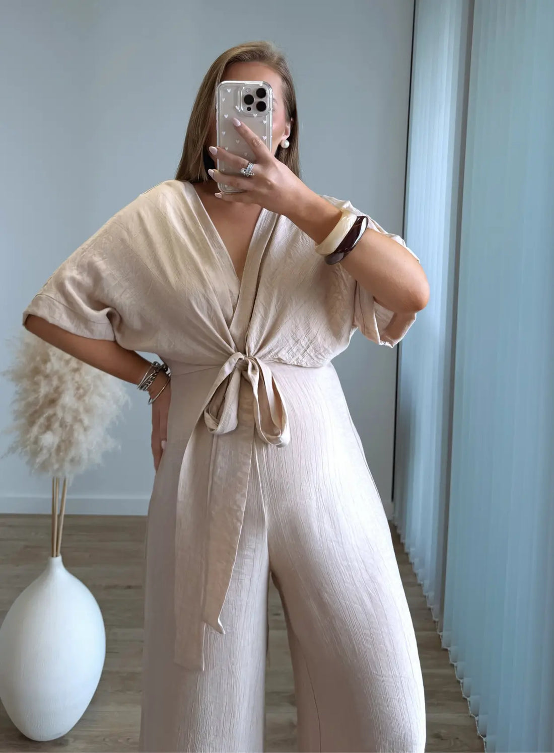 ROMY - Combinaison fluide de grossesse en lin beige