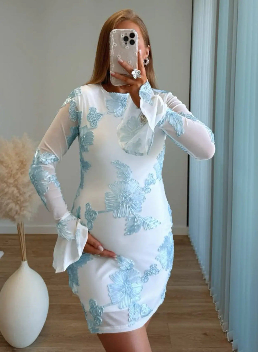 SANTORIN - Robe courte de grossesse à motifs texturés