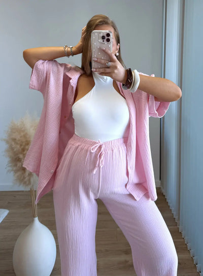 SWEETY - Ensemble de grossesse en gaze de coton rose
