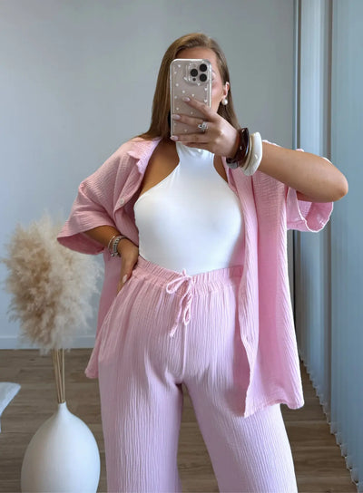 SWEETY - Ensemble de grossesse en gaze de coton rose
